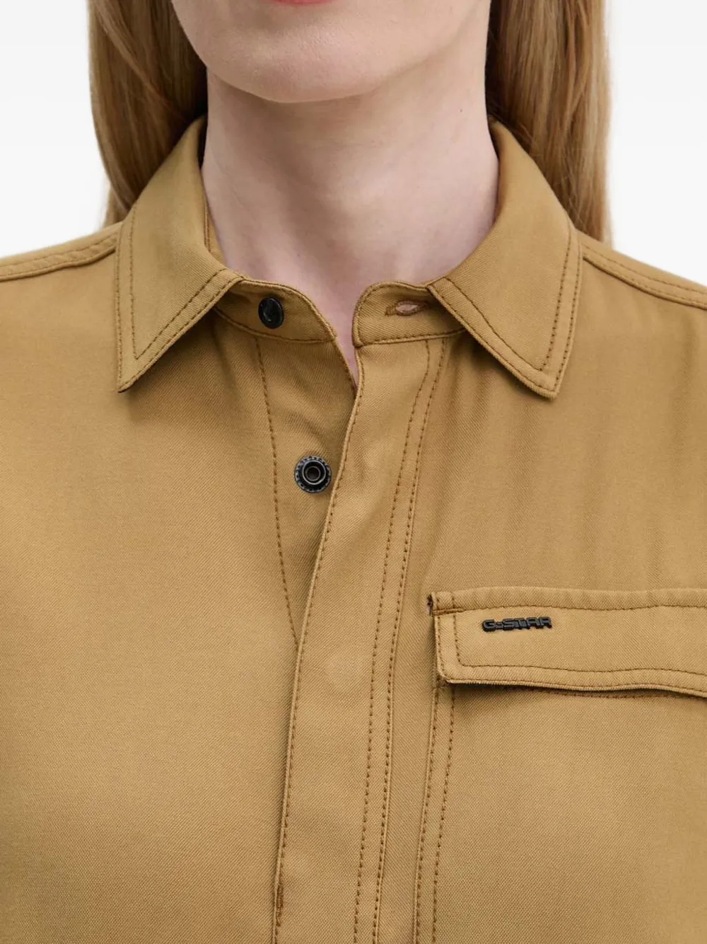 G-Star RAW Mini-jurk met kraag en zak Bruin