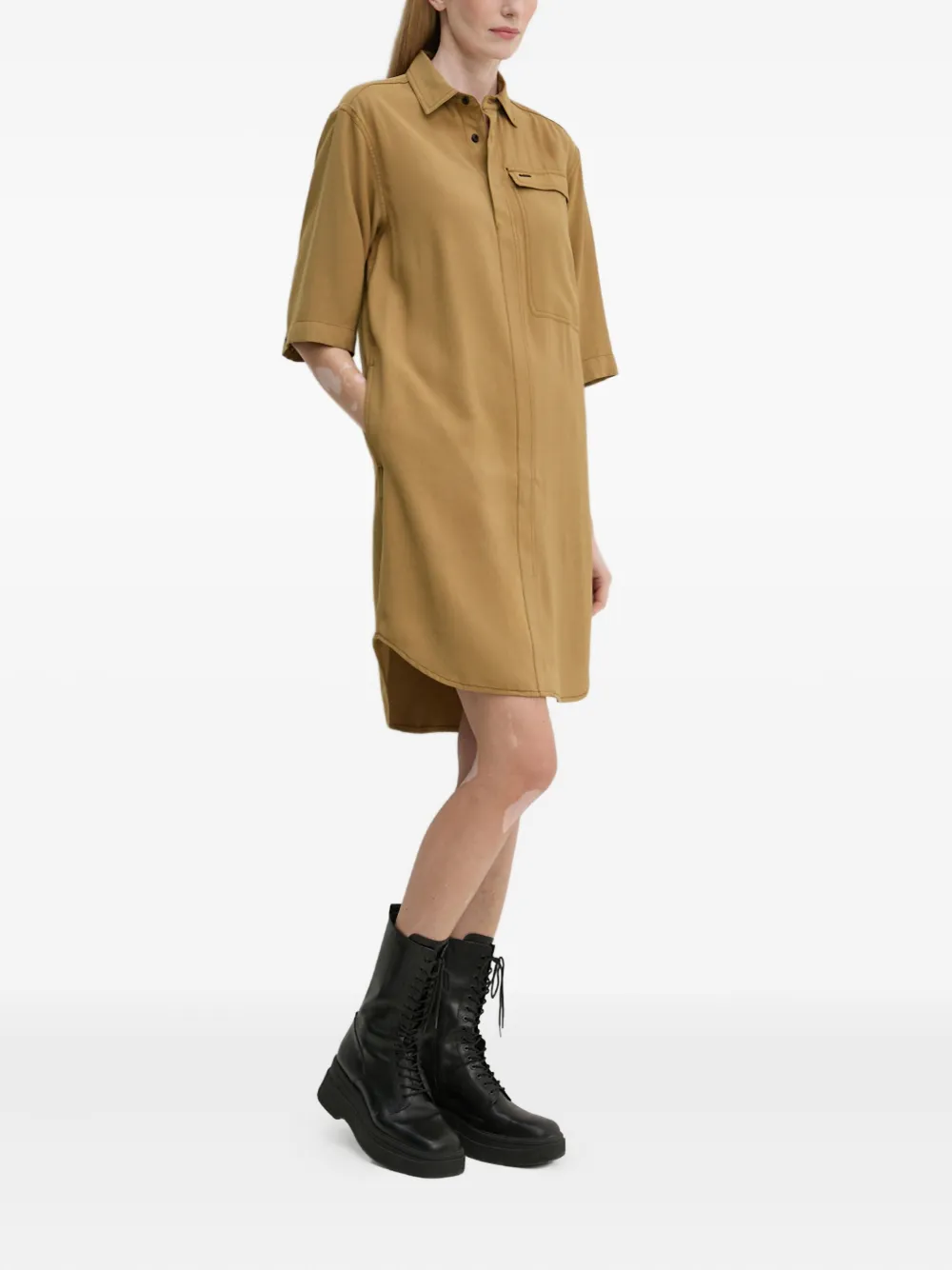G-Star RAW pocket collared mini dress - Bruin