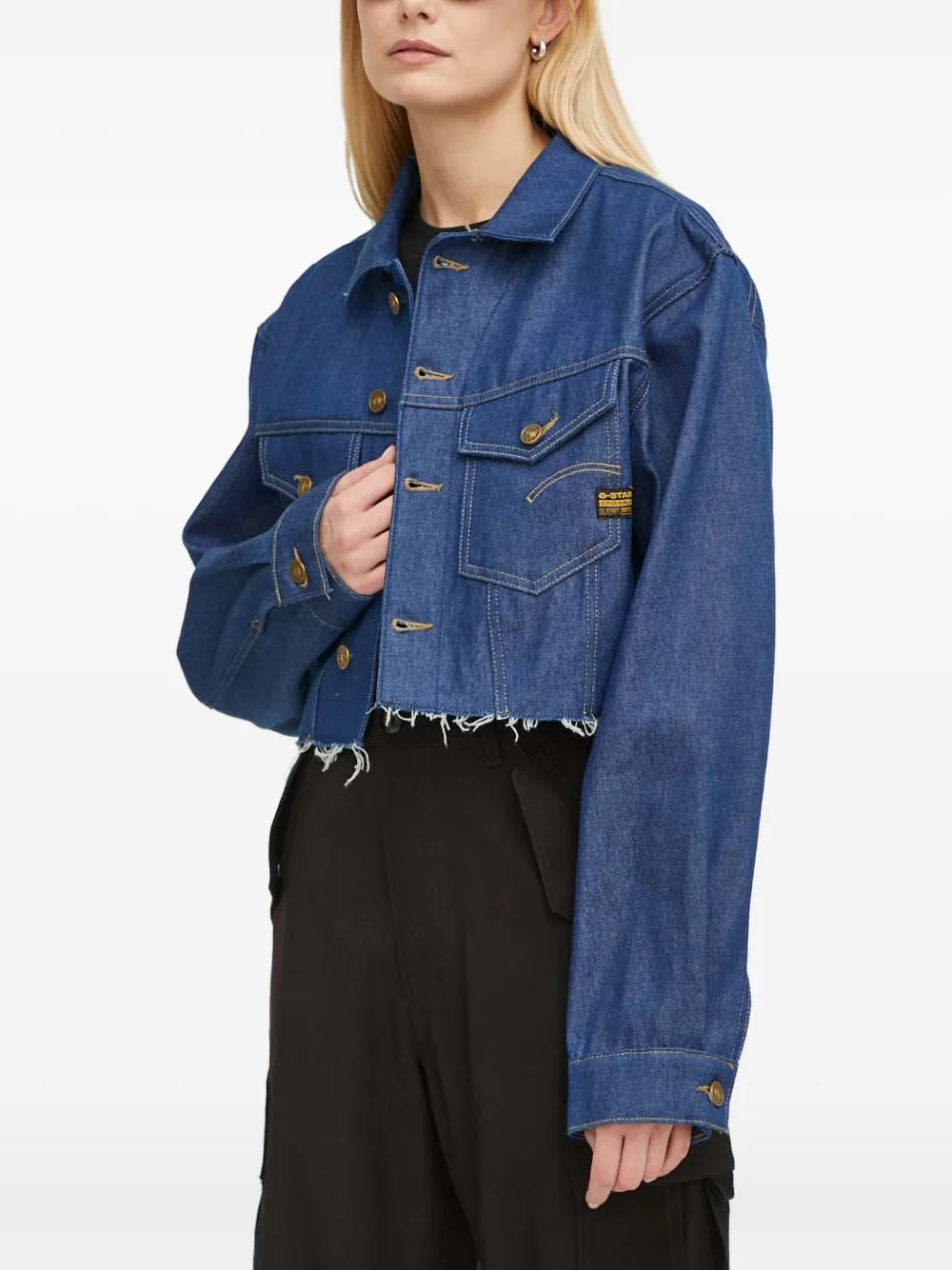 G-Star RAW frayed-edge cropped jacket | Blue | Image 1