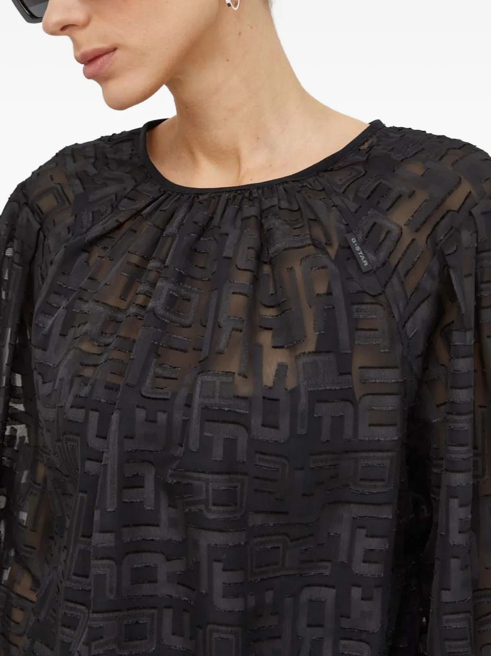 G-star Raw Embossed Long-sleeve Blouse In Black