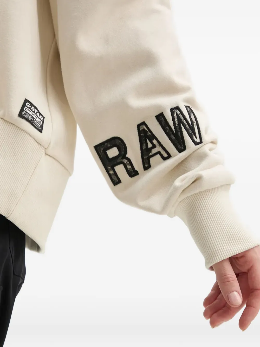 G-star Raw Logo-lettering Hoodie In White