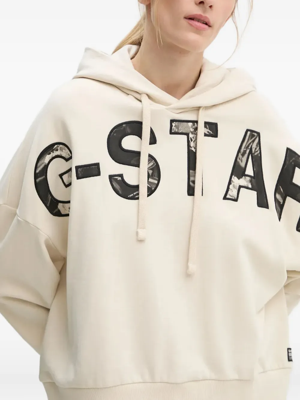 G-star Raw Logo-lettering Hoodie In White