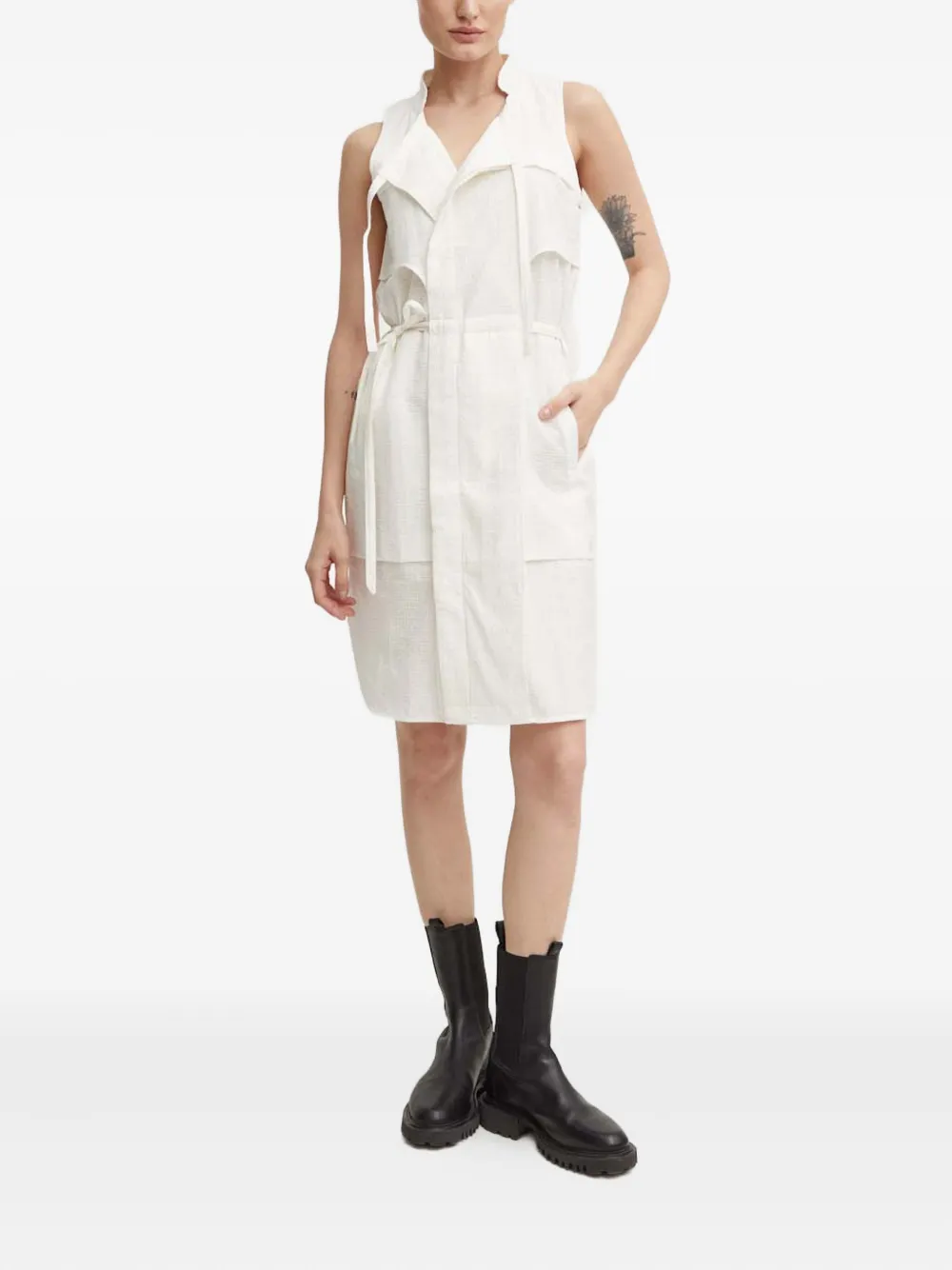 G-star Raw Tie-waist Sleeveless Dress In White