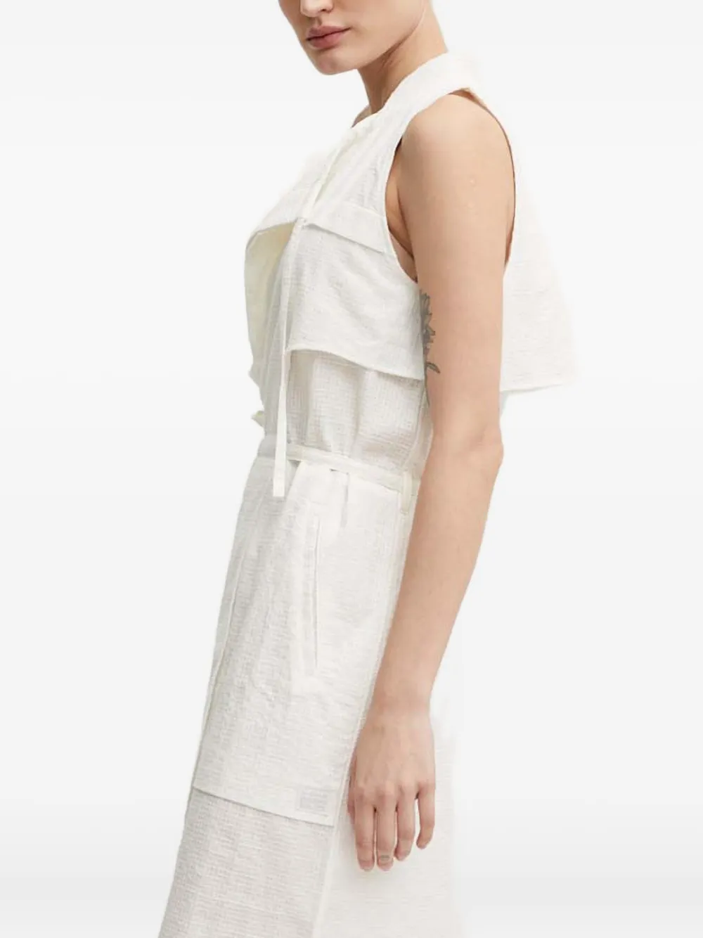 G-star Raw Tie-waist Sleeveless Dress In White
