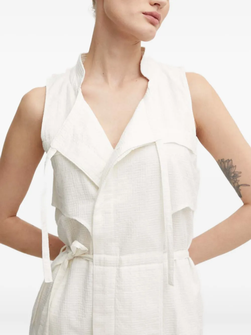 G-star Raw Tie-waist Sleeveless Dress In White