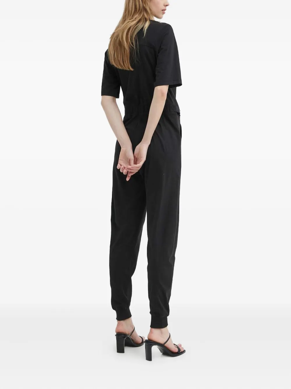 G-star Raw Buttoned Short-sleeve Jumpsuit In Black