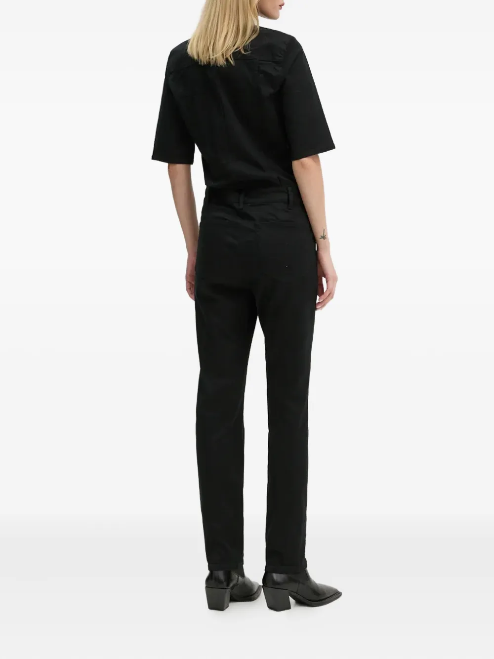 G-star Raw Short-sleeve Point-collar Jumpsuit In Black