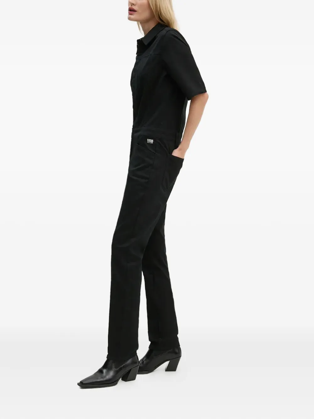 G-Star RAW short-sleeve point-collar jumpsuit - Zwart