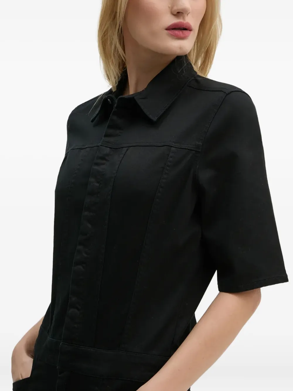 G-star Raw Short-sleeve Point-collar Jumpsuit In Black