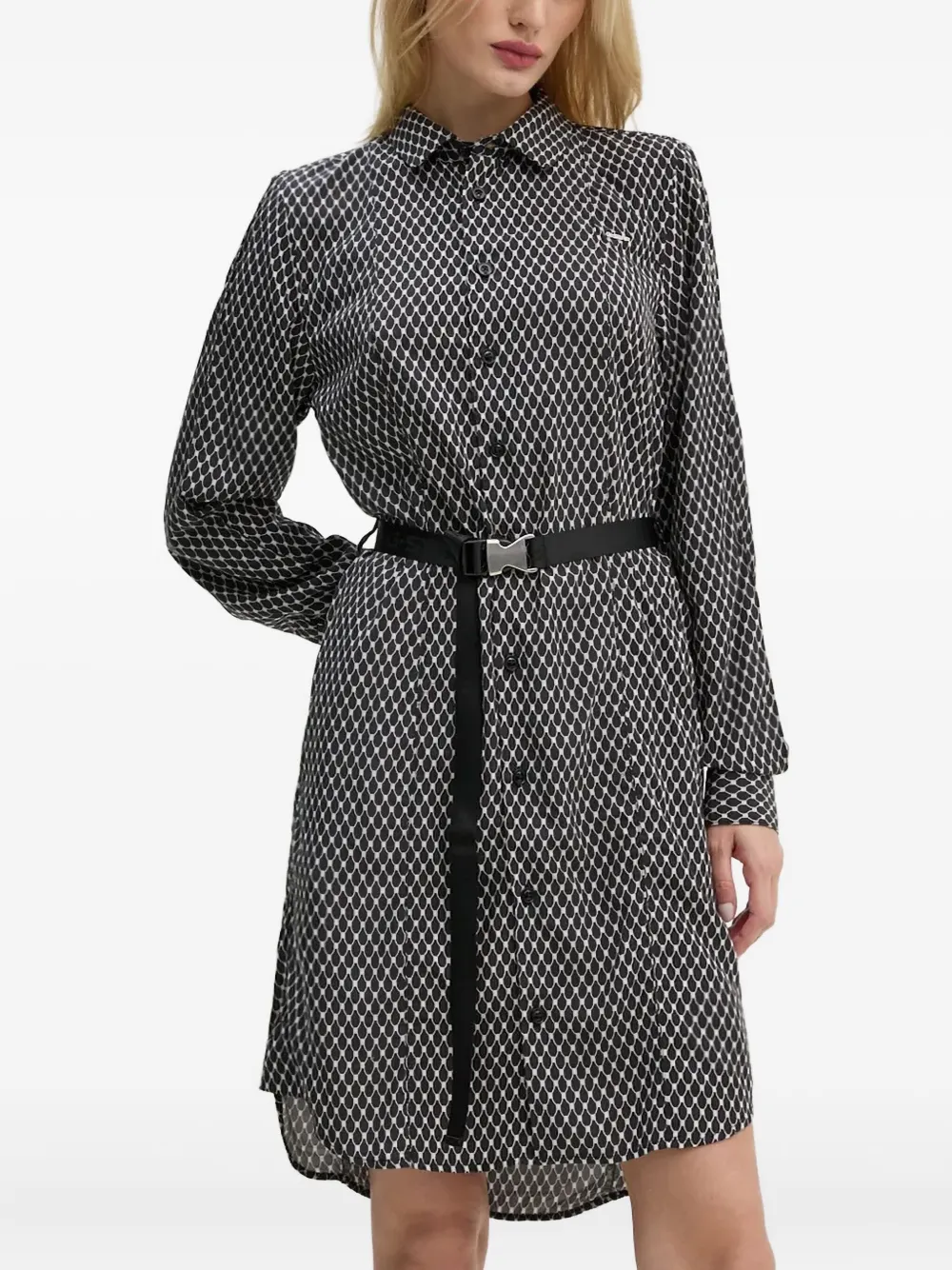G-star Raw Buttoned Patterned Mini Dress In Black