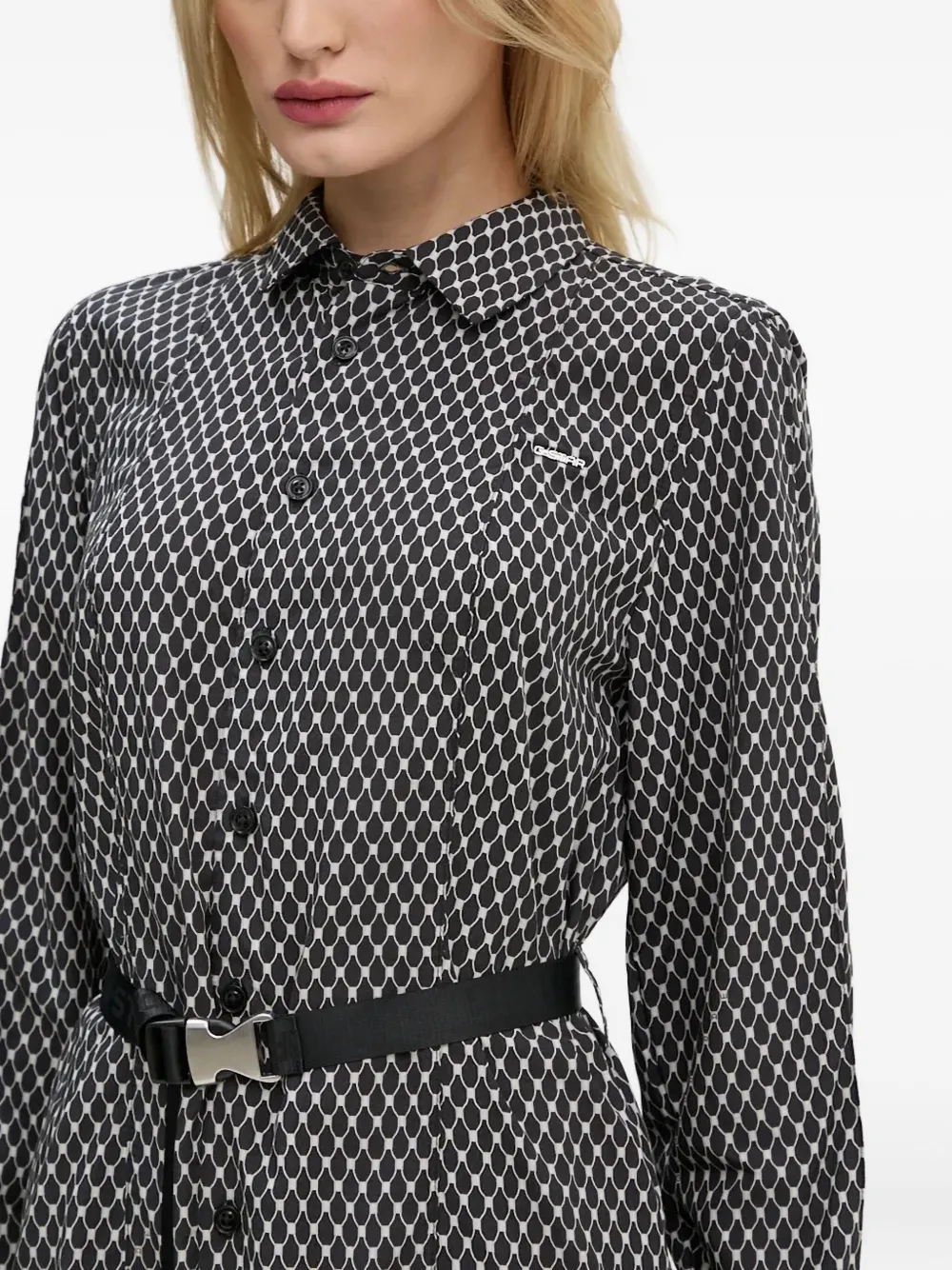 G-star Raw Buttoned Patterned Mini Dress In Black