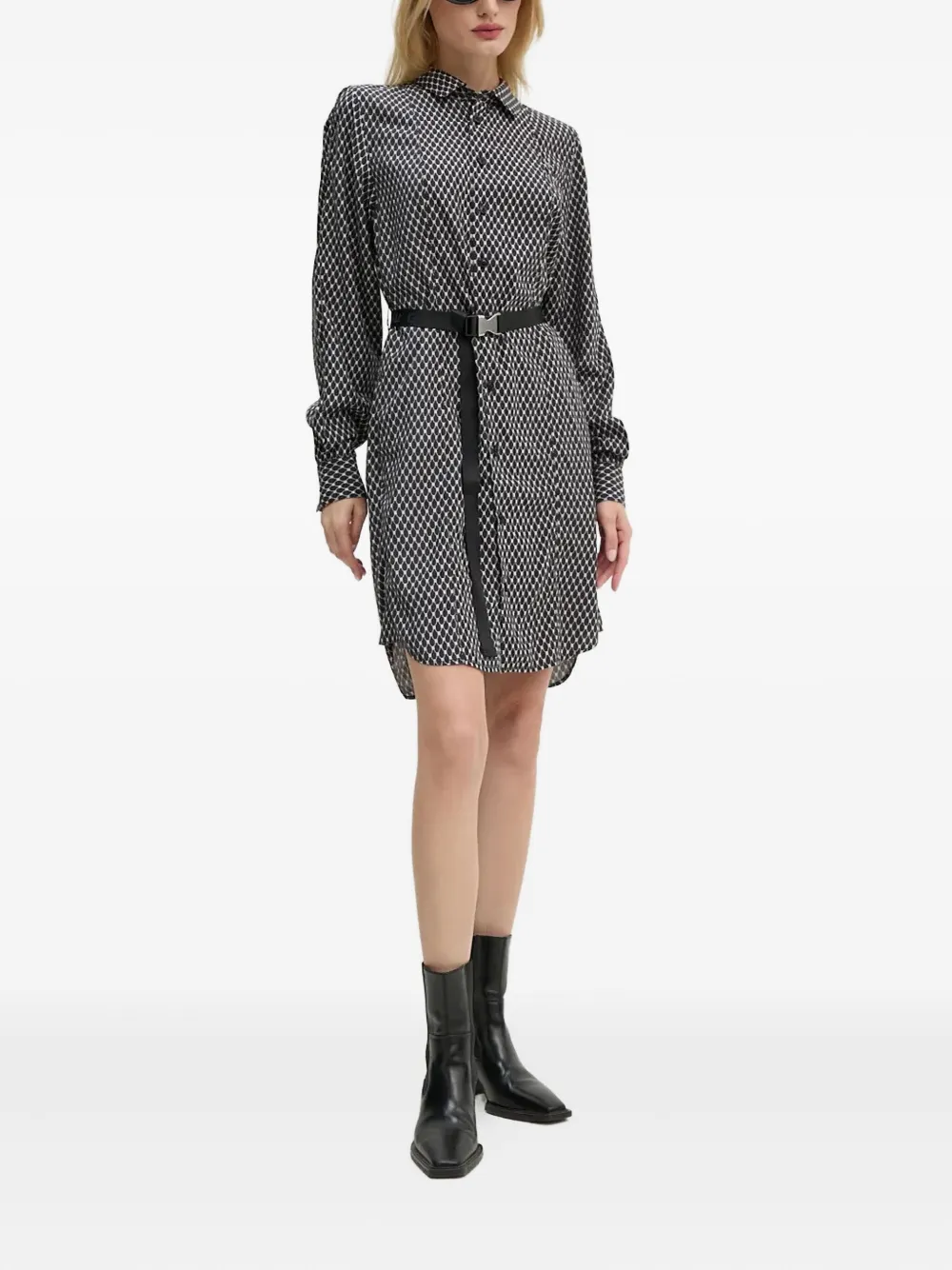 G-Star RAW buttoned patterned mini dress - Zwart