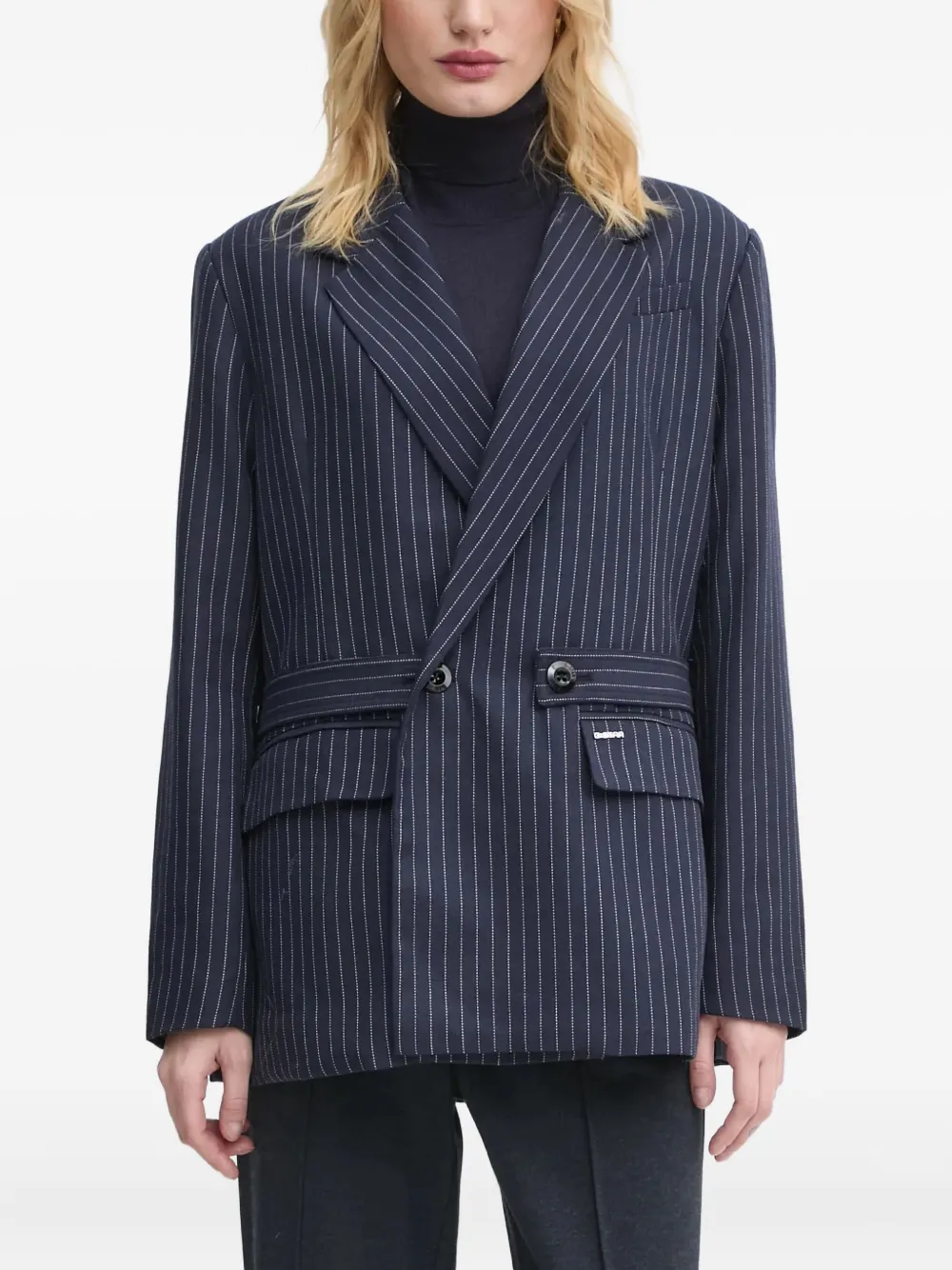 G-star Raw Pinstripe Double-breasted Blazer In Blue