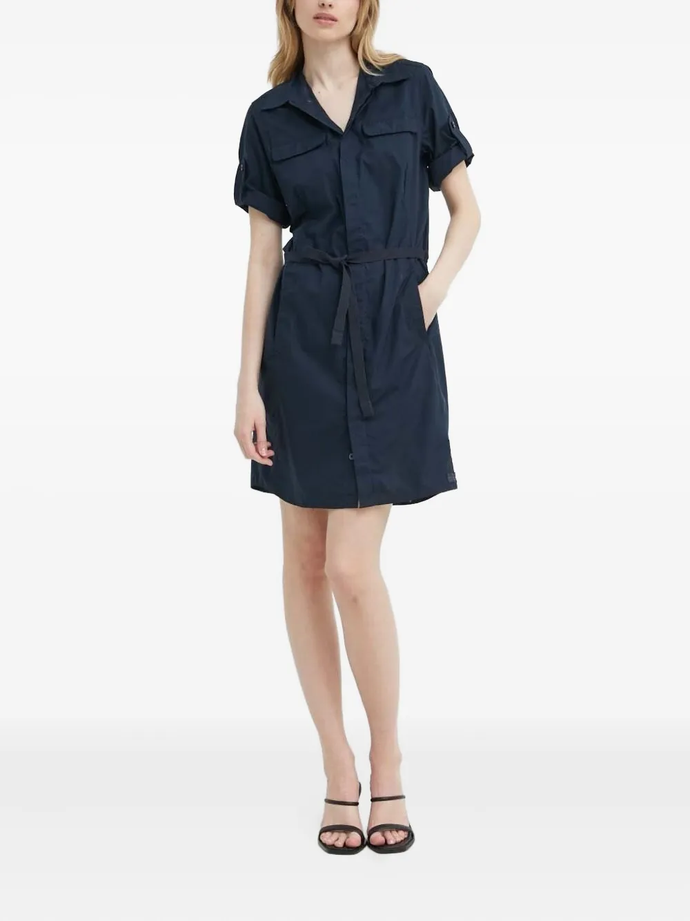 G-star Raw Belted Shirt Mini Day Dress In Blue