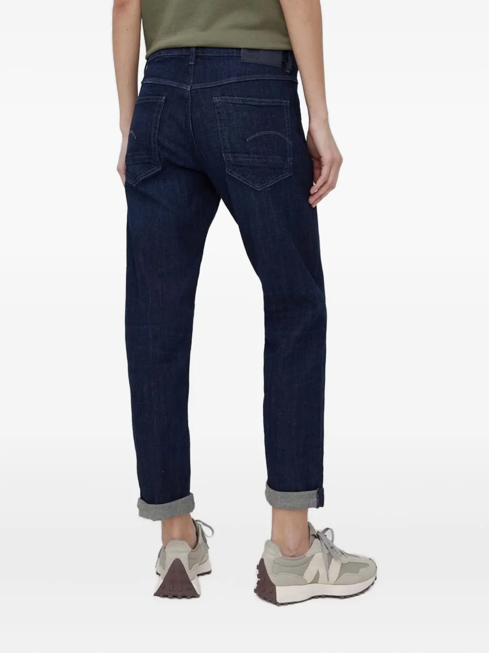 G-Star RAW Denim jeans met opgerolde manchetten en logopatch - Blauw