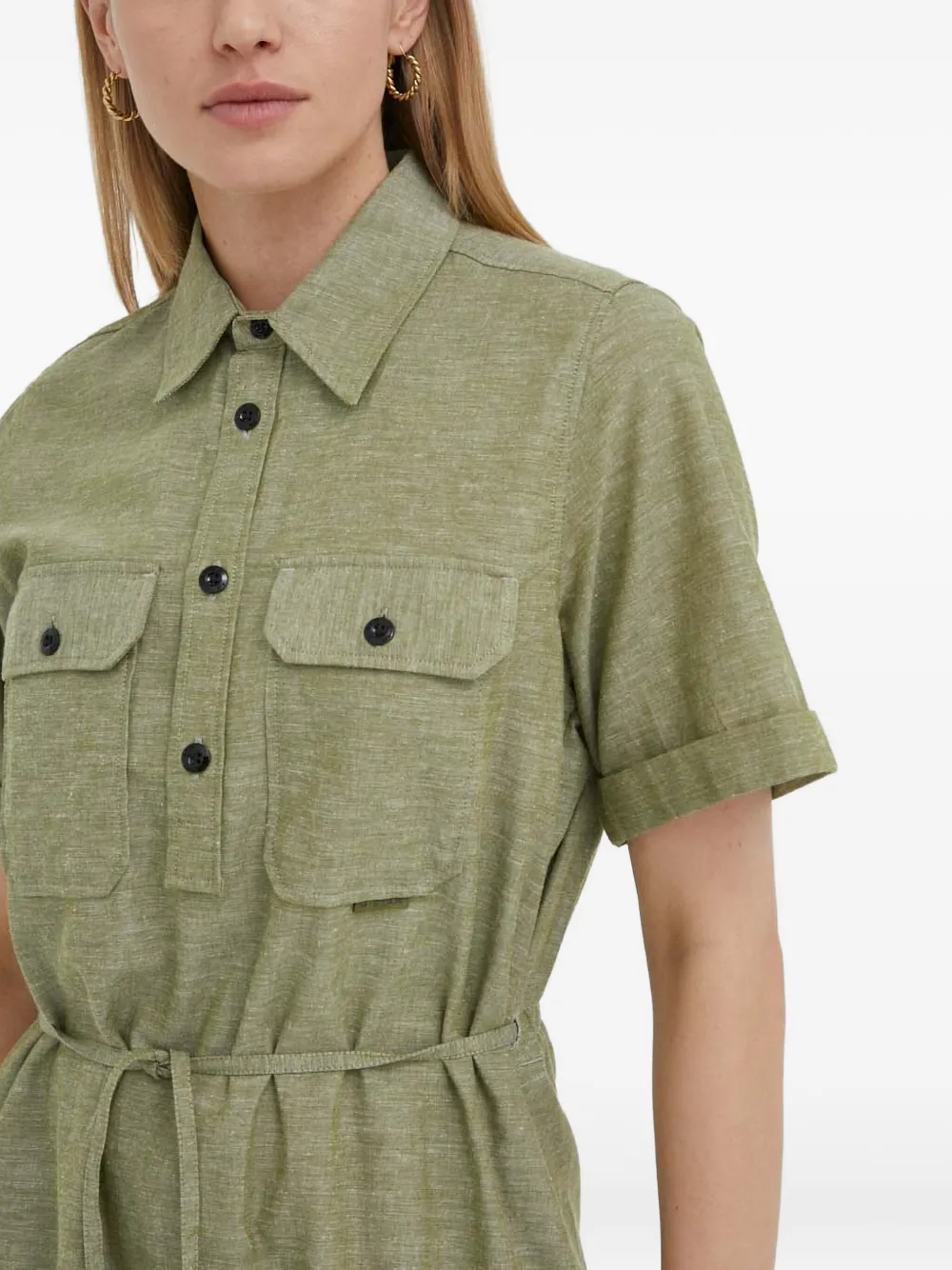 G-star Raw Buttoned-pocket Dress In Green