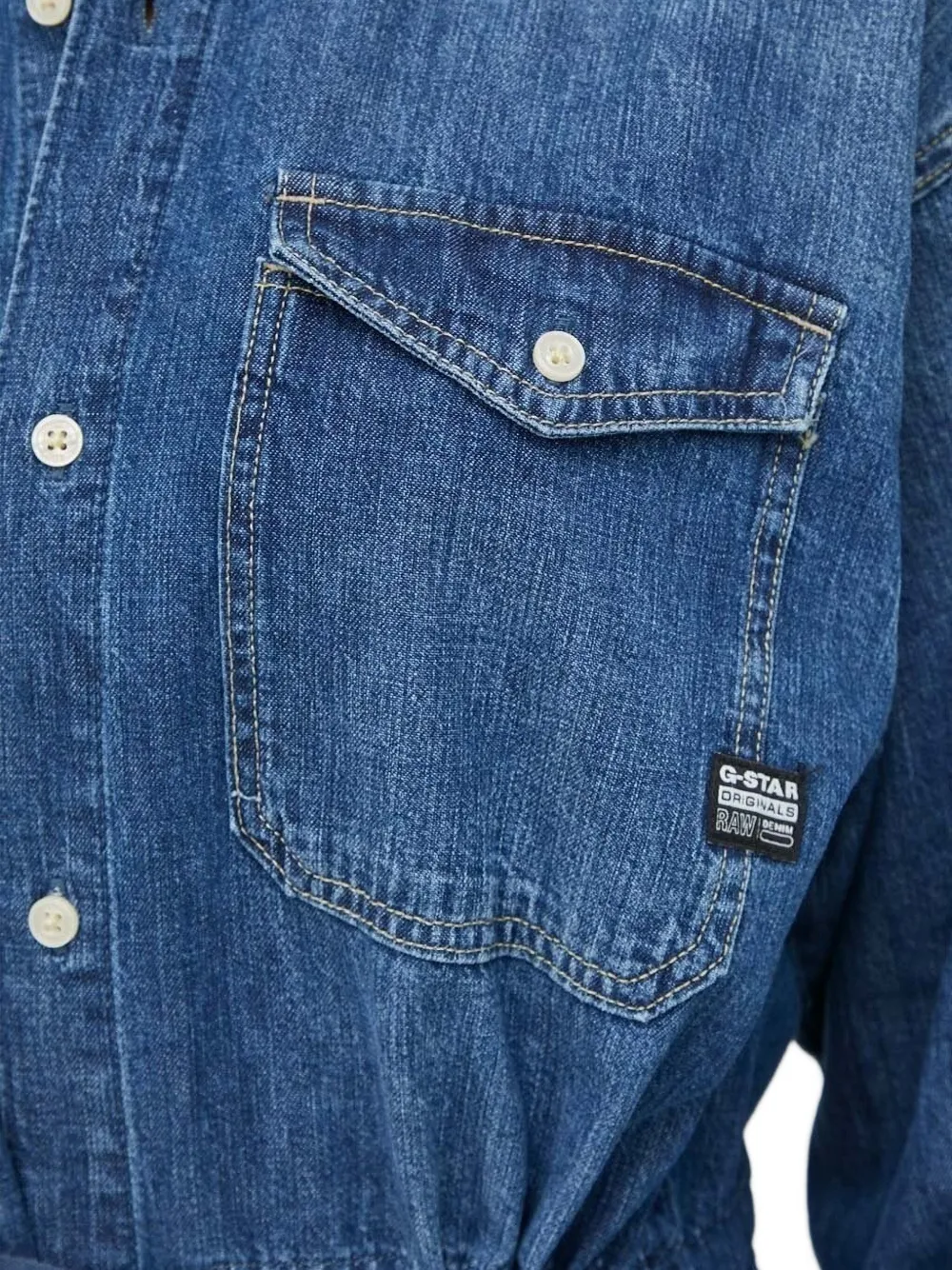 G-Star RAW Denim blousejurk met trekkoord Blauw