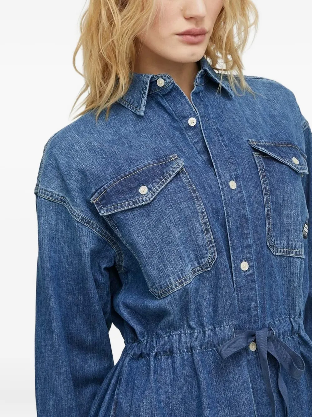 G-Star RAW Denim blousejurk met trekkoord Blauw