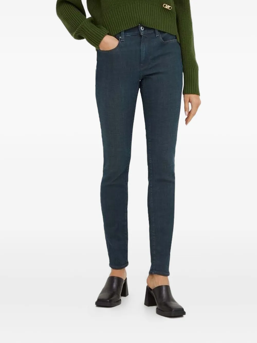G-star Raw Logo-patch Skinny Jeans In Blue
