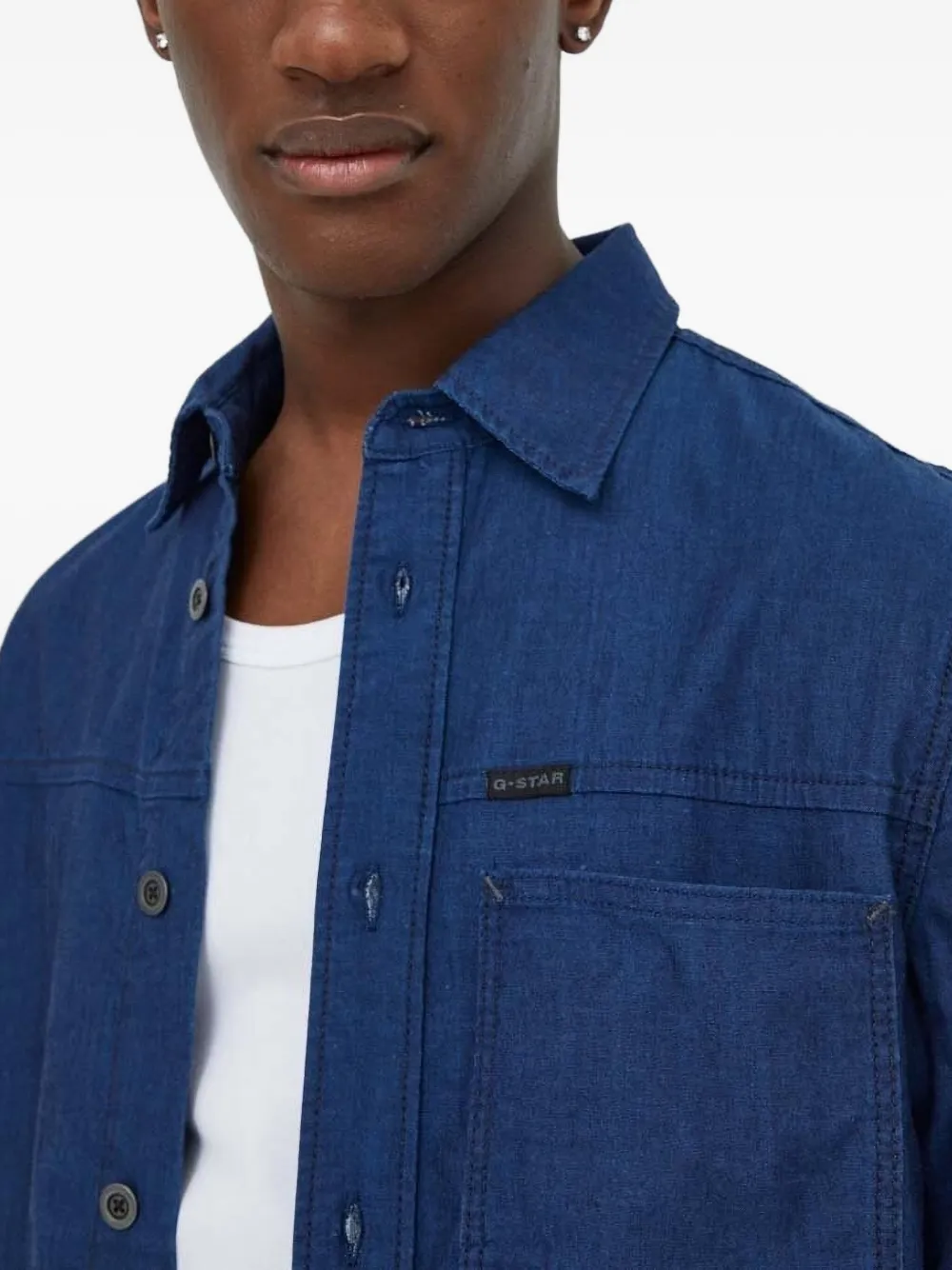 G-Star RAW Overhemd met lange mouwen en zak Blauw