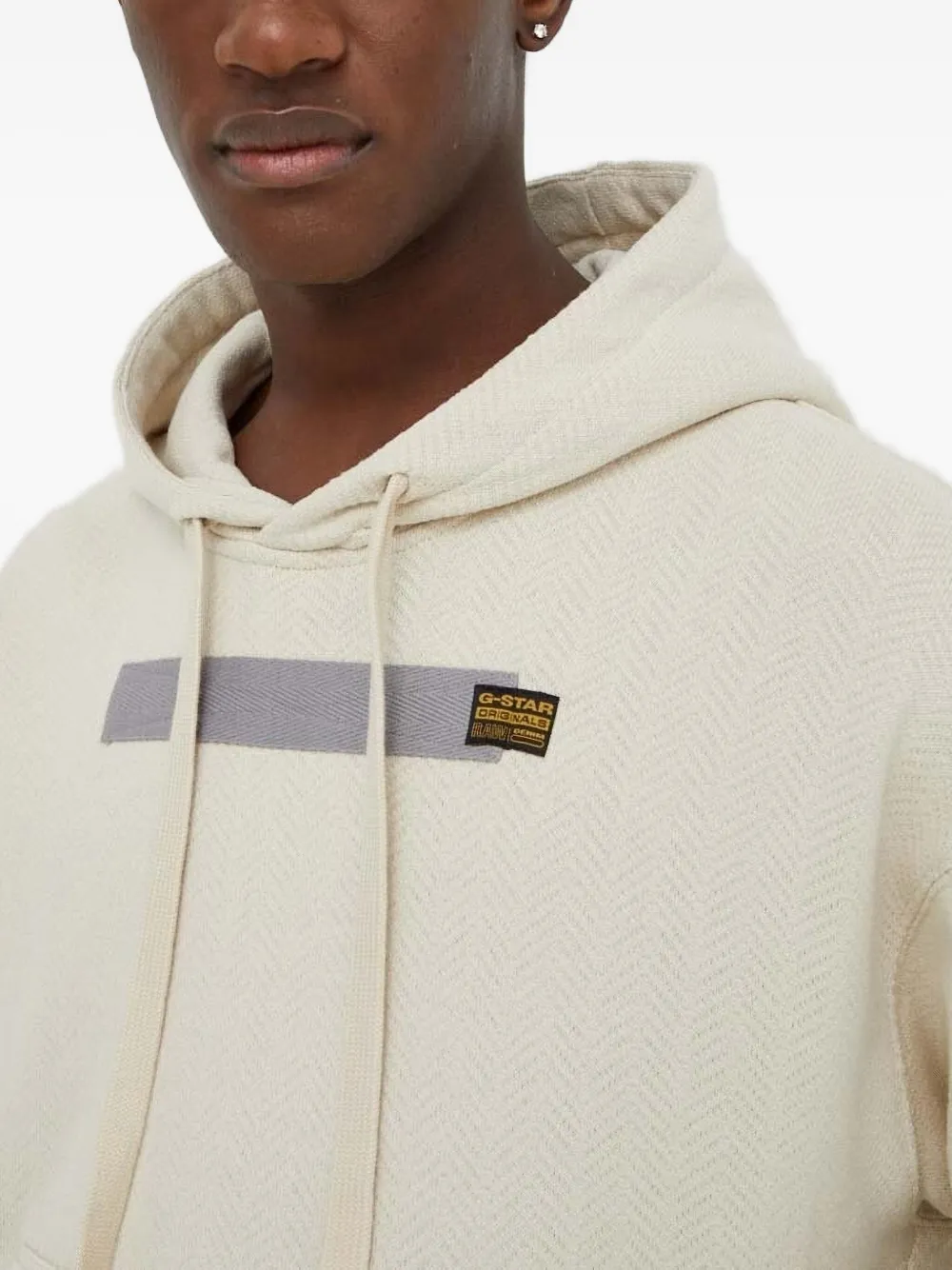 G-star Raw Herringbone-pattern Hooded Sweater In Neutral