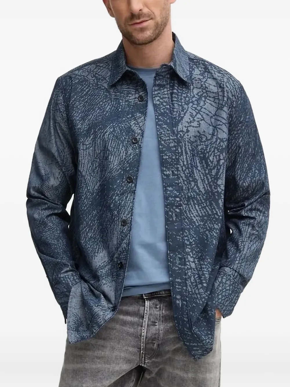 G-Star RAW Overhemd met abstracte print Blauw