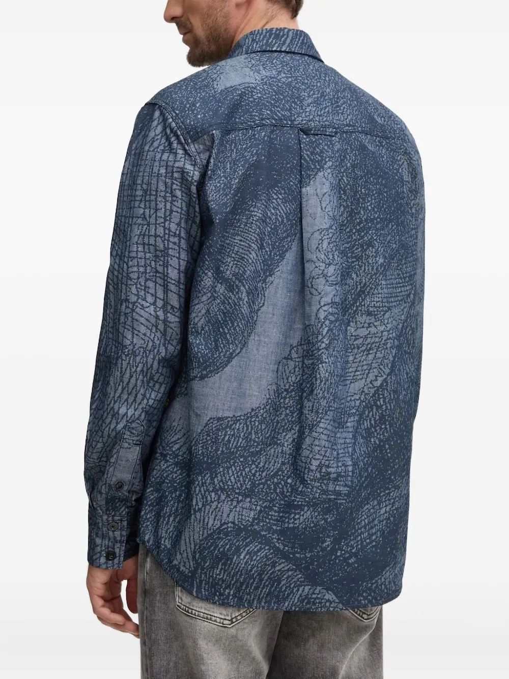 G-Star RAW Overhemd met abstracte print - Blauw