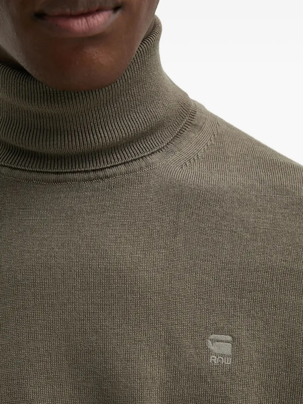 G-star Raw Roll-neck Logo-detail Sweater In Green