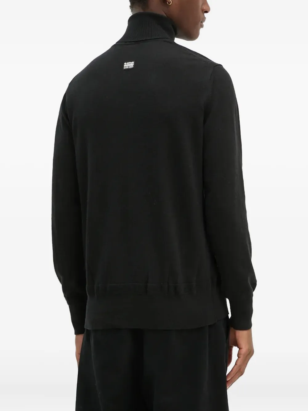 G-star Raw Roll-neck Logo-plaque Sweater In Black
