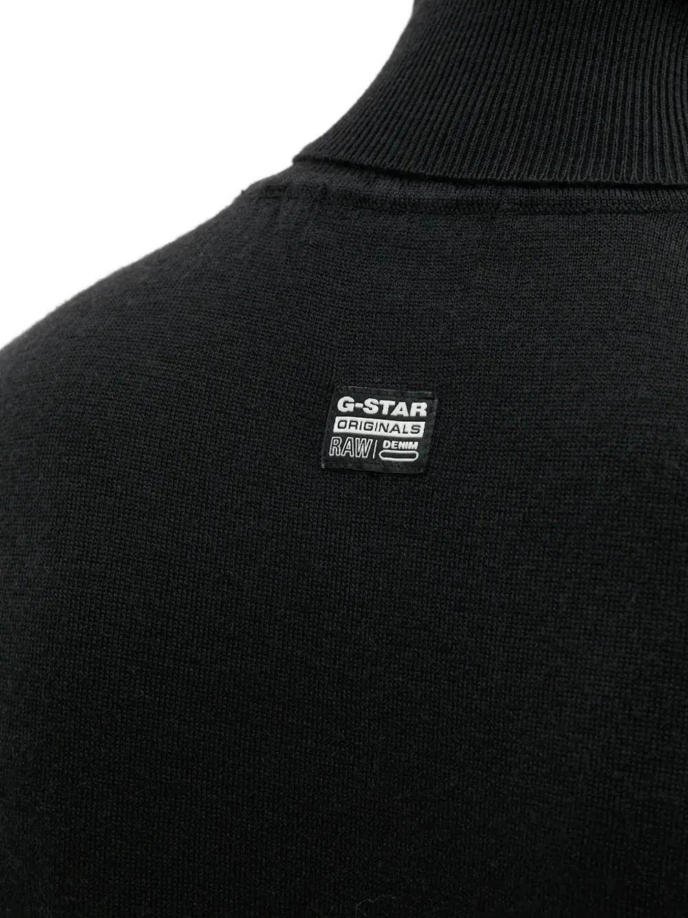 G-star Raw Roll-neck Logo-plaque Sweater In Black