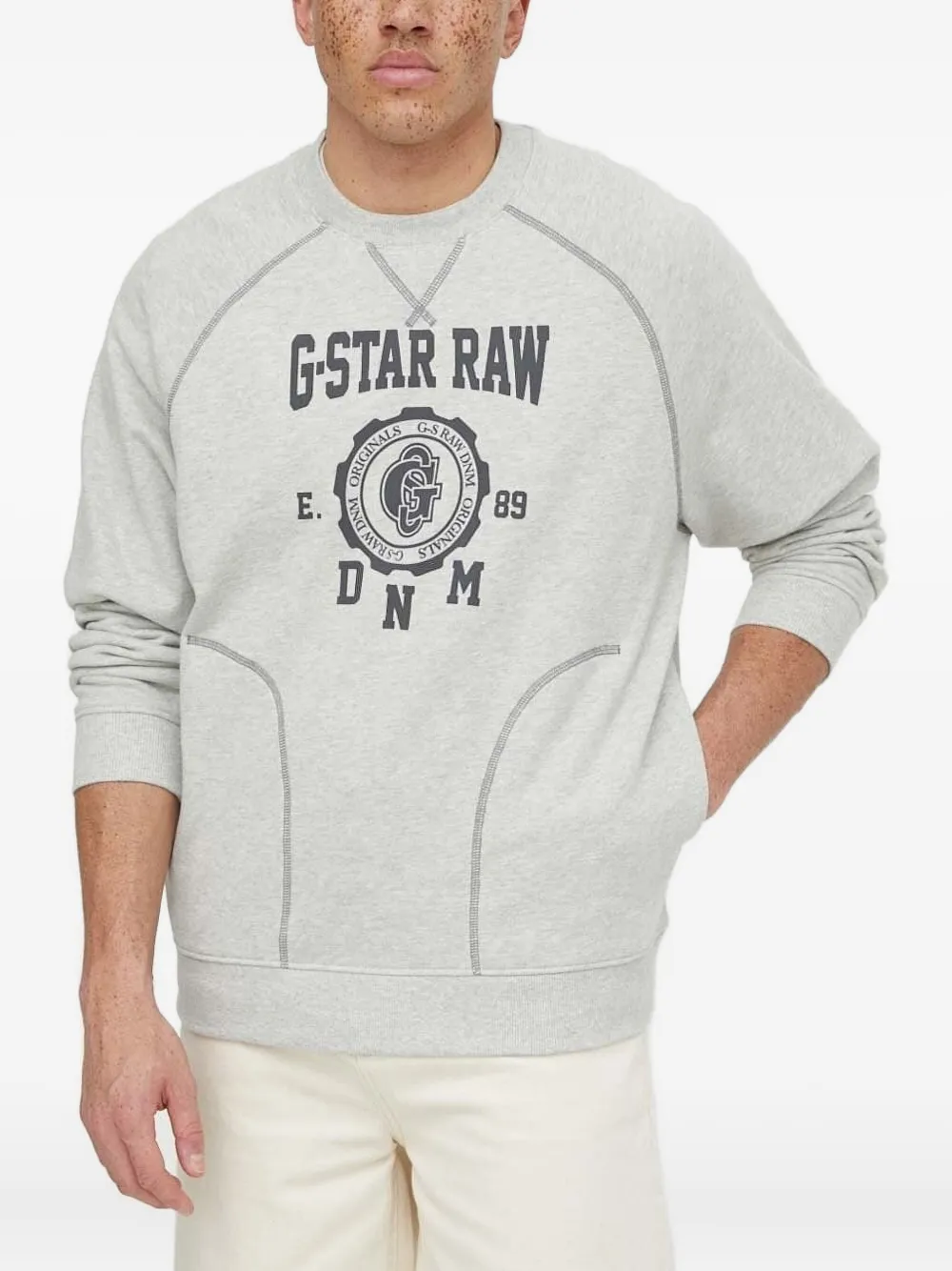 G-Star RAW Sweater verfraaid met logo Grijs