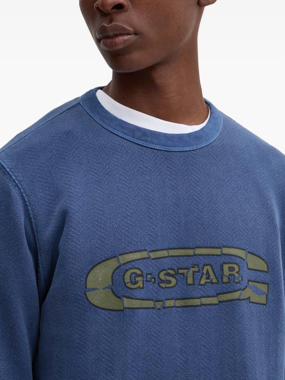 G-Star RAW Sweater met logo en ronde hals Blauw