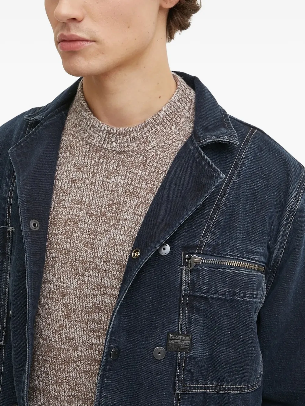 G-Star RAW Correct jas met knoopsluiting en zak Blauw