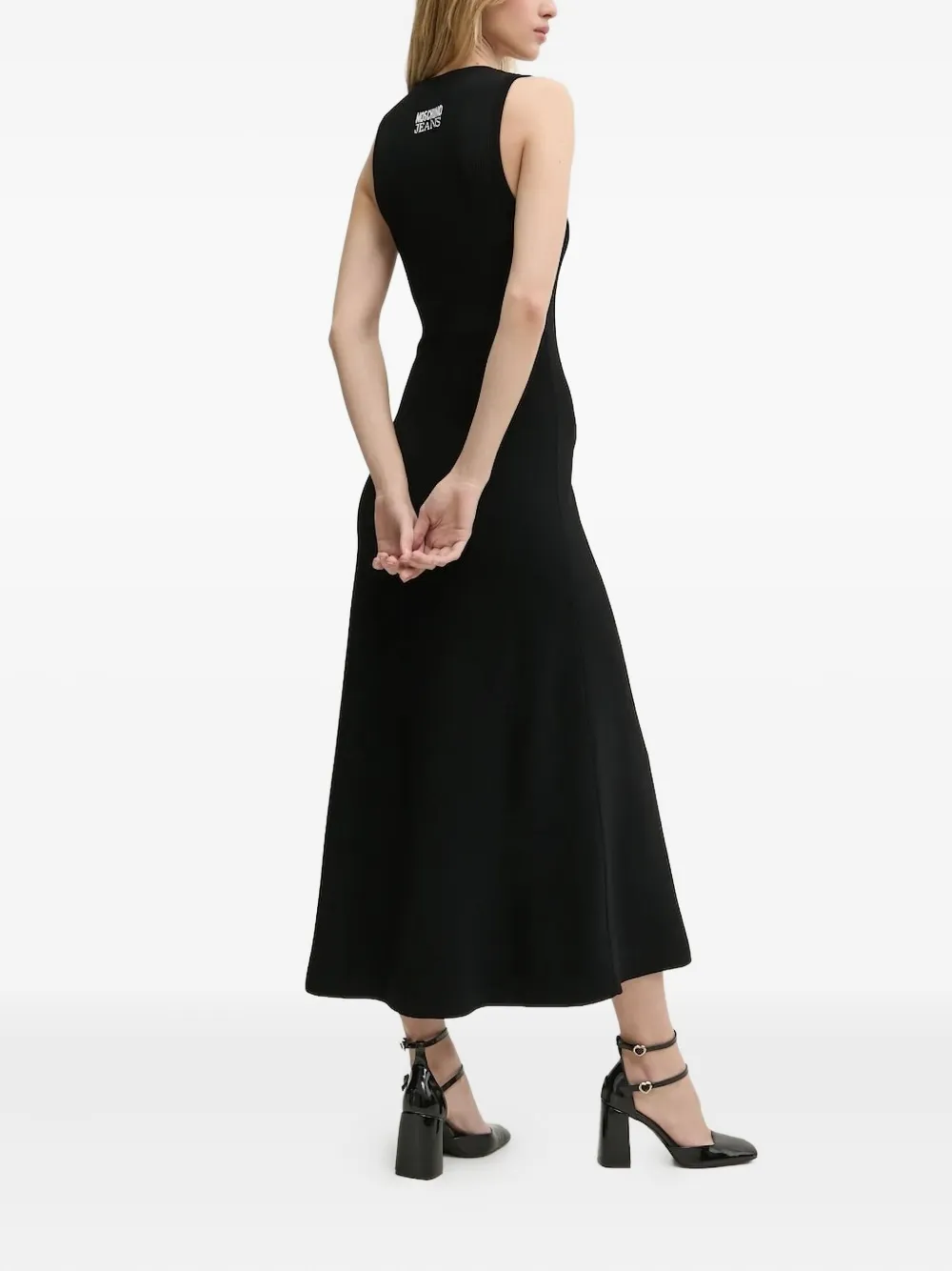 MOSCHINO JEANS Ribgebreide midi-jurk - Zwart