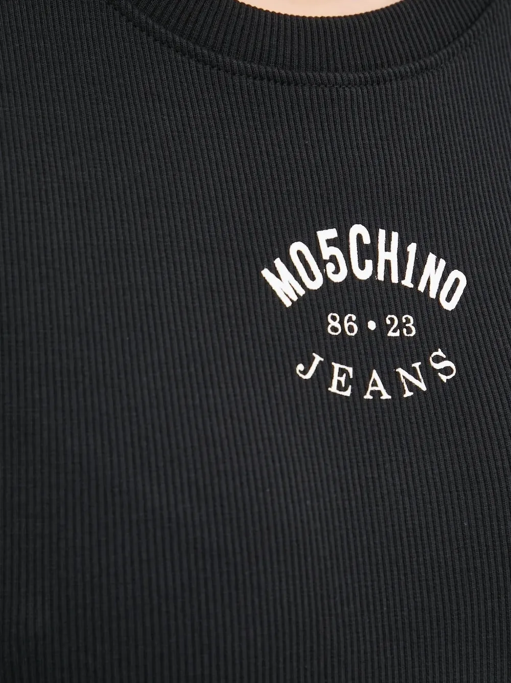 MOSCHINO JEANS Geribbelde jurk met logodetail Zwart