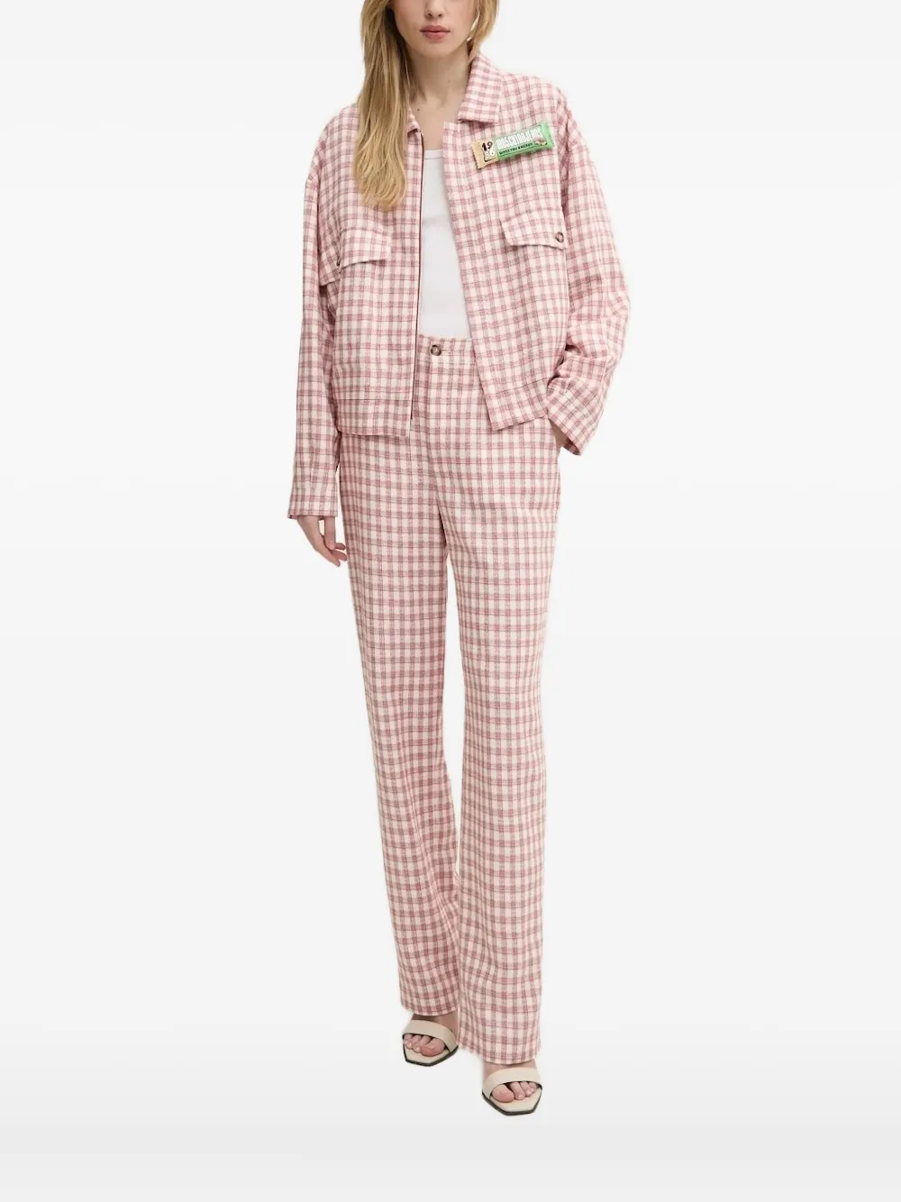 Moschino Gingham-check Flap-pocket Jacket In Red