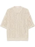 Brunello Cucinelli open-knit T-shirt - Neutrals