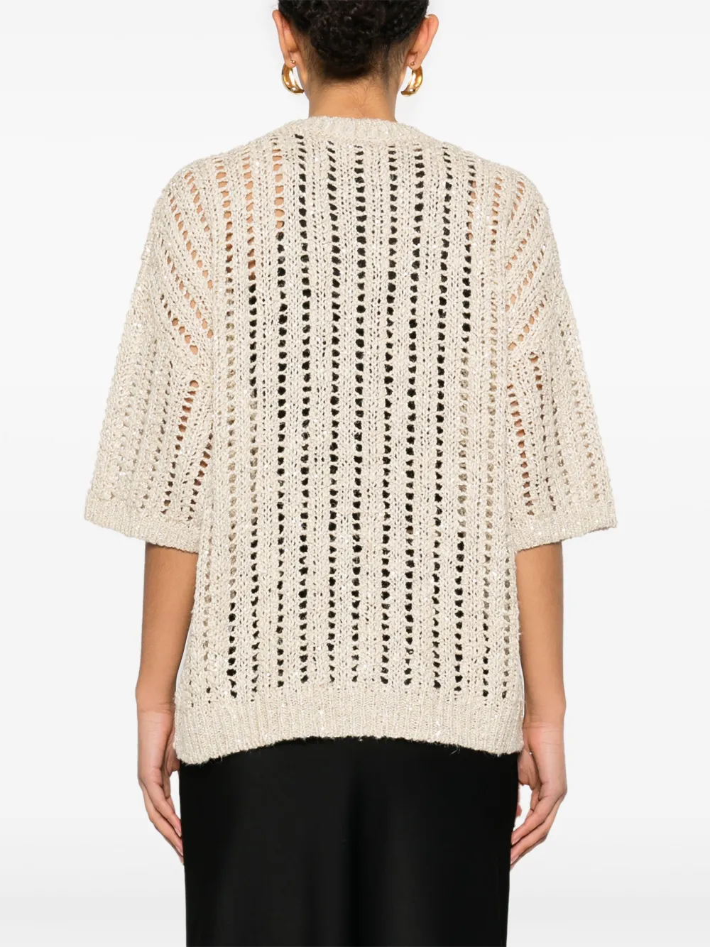 Brunello Cucinelli Opengebreid T-shirt Beige