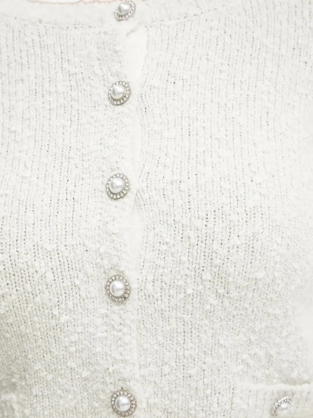 Guess Usa Embellished-buttons Knitted Cardigan In White