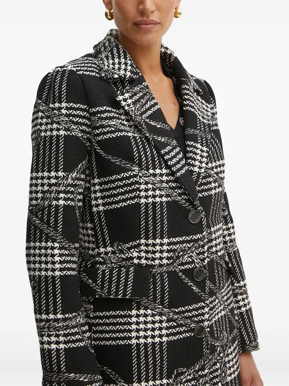 GUESS USA notched houndstooth-check coat Zwart