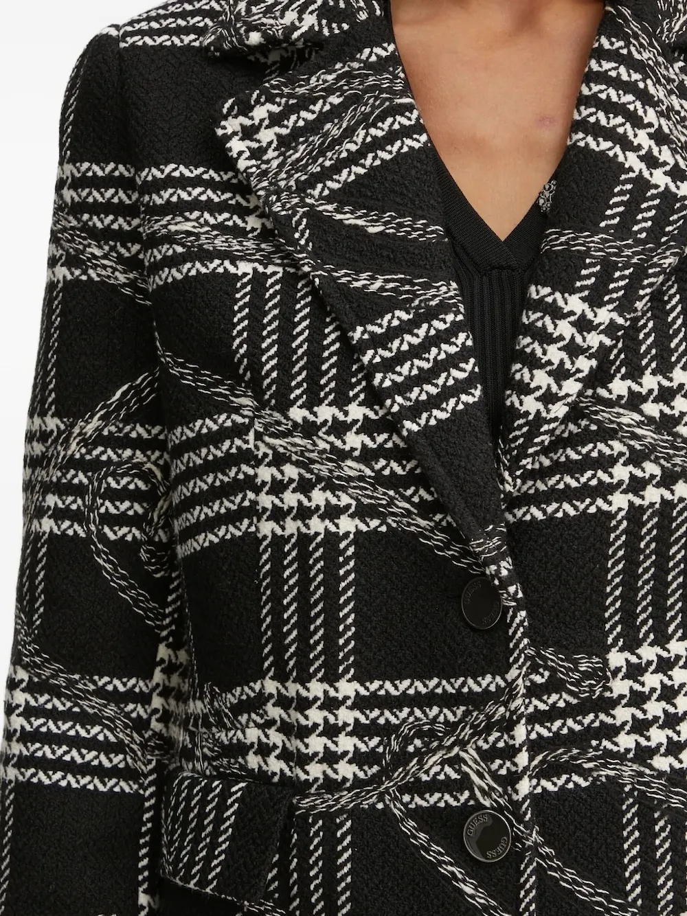 GUESS USA notched houndstooth-check coat Zwart
