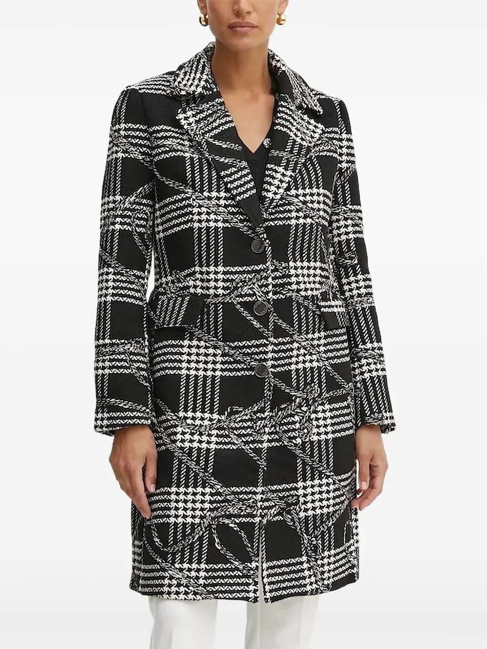 GUESS USA notched houndstooth-check coat Zwart