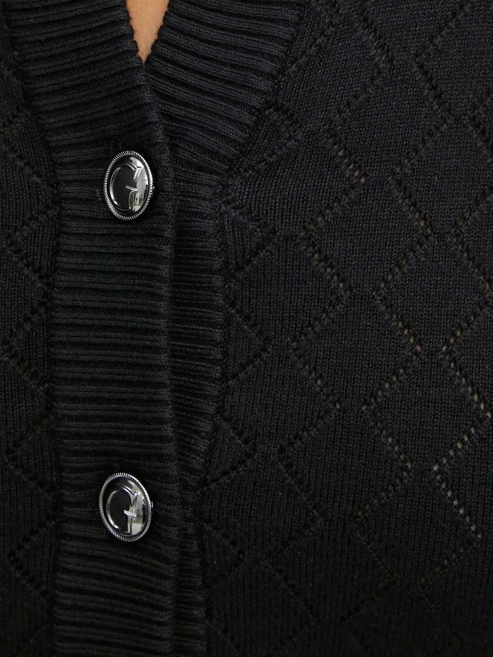 Guess Usa Diamond-pattern Cardigan In Black