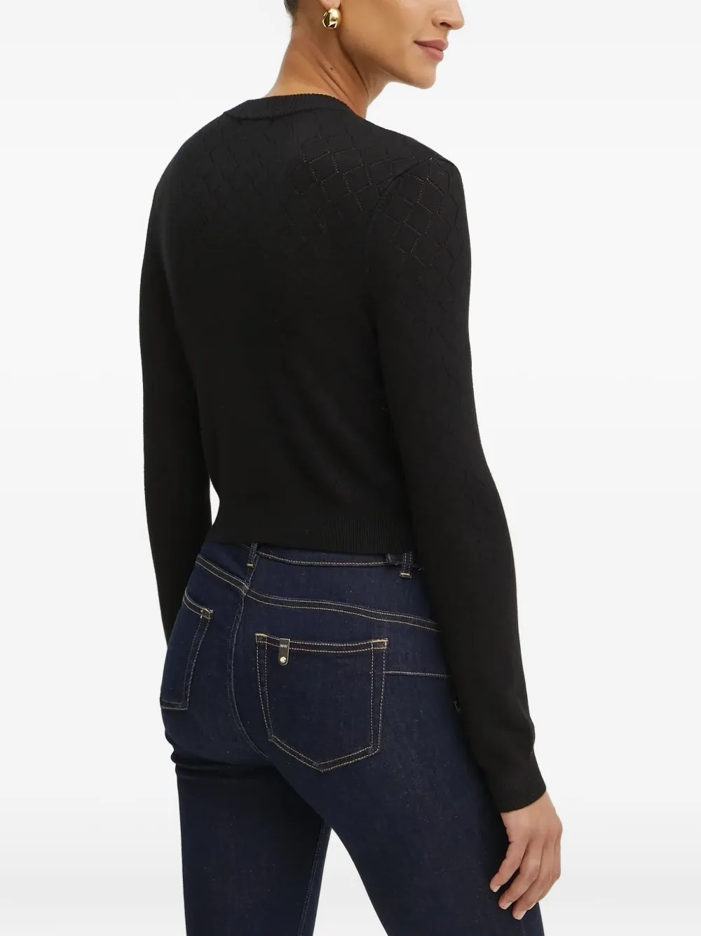 Guess Usa Diamond-pattern Cardigan In Black
