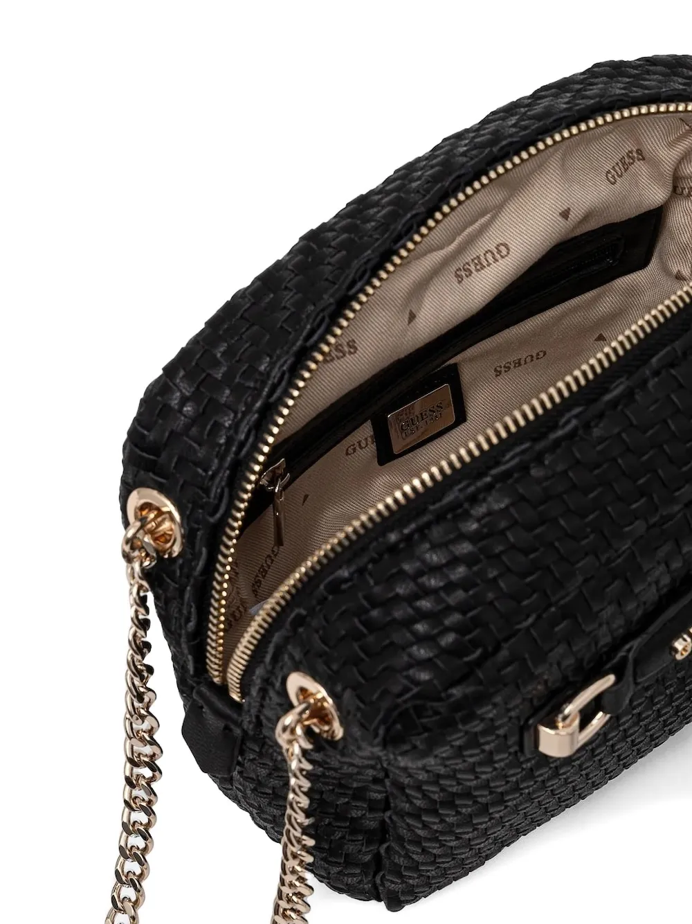 GUESS USA Francy geweven mini crossbodytas Zwart