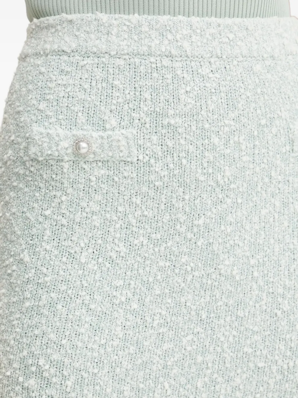 Guess Usa Embellished Tweed Mini Fitted Skirt In Green