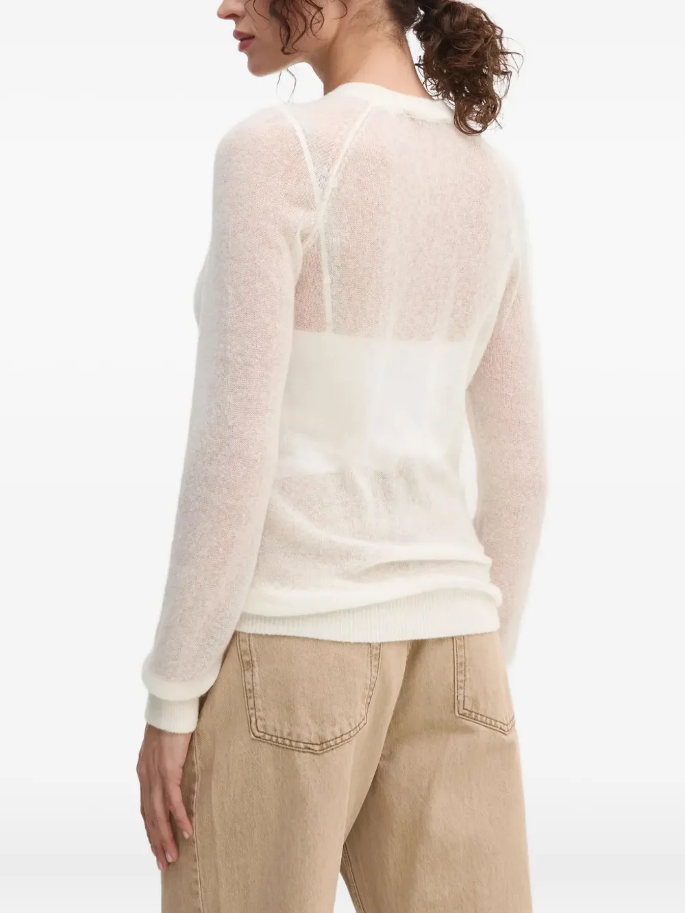 Guess Usa Logo-detail Wool-blend Sweater In White