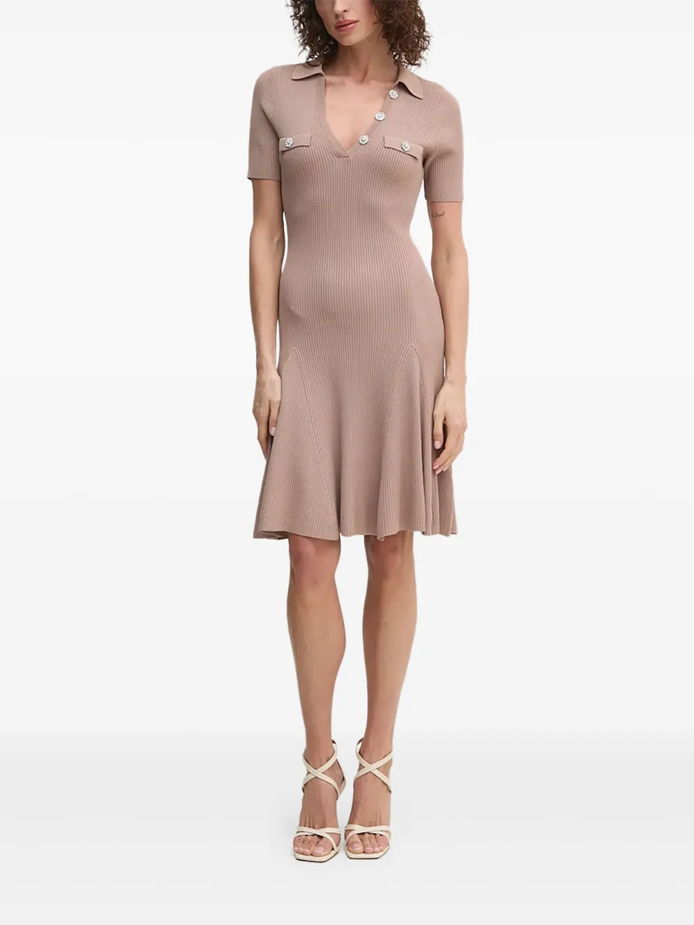 GUESS USA embellished ribbed midi dress | Neutrals | Image 1