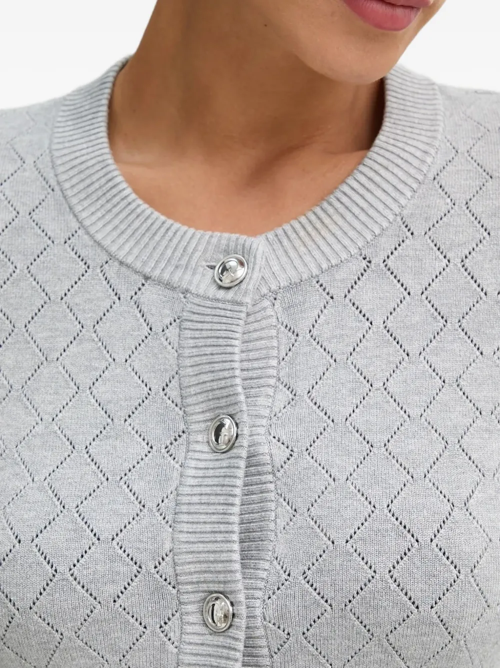 Guess Usa Diamond-pattern Cardigan In Gray