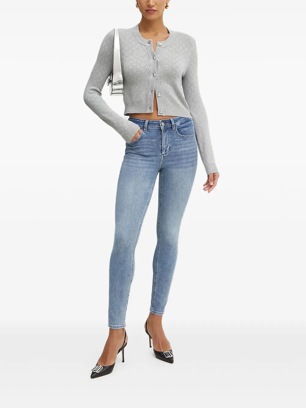 GUESS USA ダイヤパターン カーディガン - グレー GUESS USA ダイヤパターン カーディガン - グレー